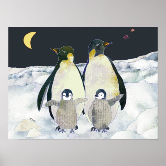 Baby Pinguine geniessen Winterurlaub in der Antark Poster (Vorne)