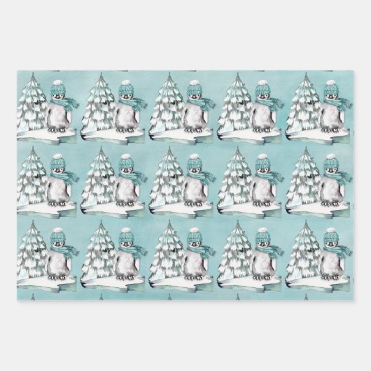 Baby-Pinguine und Polar-Bären auf Eisströmen Geschenkpapier Set (Vorderseite 2)