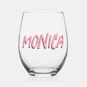 Baby Pink 3D Funny Modern Name Weinglas Ohne Stiel
