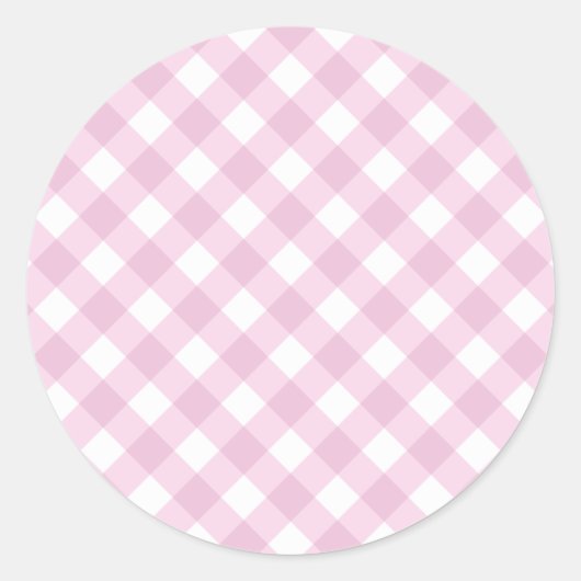 Baby Pink and White Gingham Pattern Runder Aufkleber (Vorderseite)