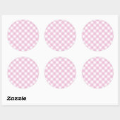 Baby Pink and White Gingham Pattern Runder Aufkleber (Blatt)