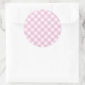 Baby Pink and White Gingham Pattern Runder Aufkleber (Tasche)