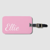 Baby Pink Bliss | Custom Name Cursive Script Gepäckanhänger (Vorderseite (Horizontal))