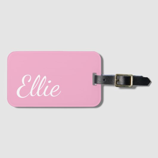 Baby Pink Bliss | Custom Name Cursive Script Gepäckanhänger (Vorderseite (Horizontal))