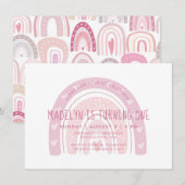 Baby Pink Boho Rainbow Einladung (Vorne/Hinten)