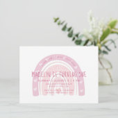 Baby Pink Boho Rainbow Einladung (Stehend Vorderseite)