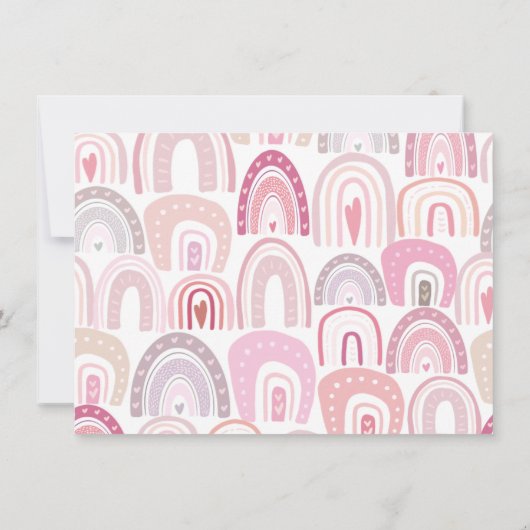 Baby Pink Boho Rainbow Einladung (Rückseite)