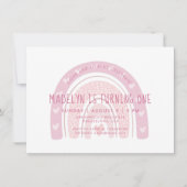 Baby Pink Boho Rainbow Einladung (Vorderseite)