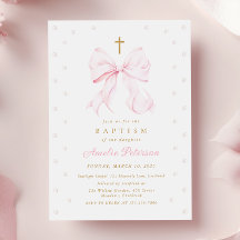 Baby Pink Bow & Pearls Girl Taufe