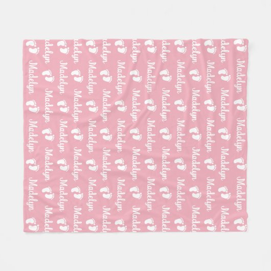 Baby Pink Calligrafy Personalisiert Repeat Name Fleecedecke (Vorderseite (Horizontal))