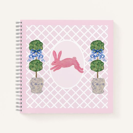 Baby Pink Chinoiserie Ginger Jars Topiary Notizblock (Vorderseite)