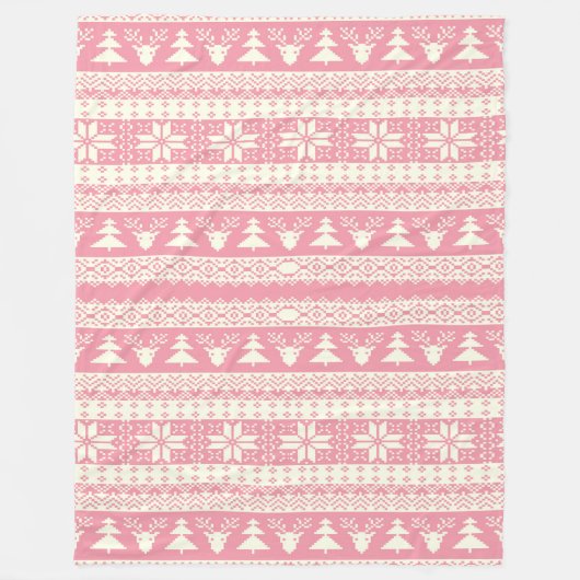 Baby Pink Christmas Sweater Fleecedecke (Vorderseite)