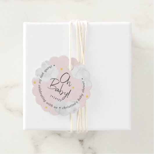 Baby Pink Clouds Oh Baby Danke Geschenkanhänger (Beispiel)