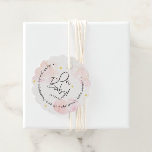 Baby Pink Clouds Oh Baby Danke Geschenkanhänger (Beispiel)