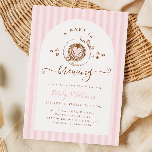 Baby Pink Coffee Baby Shower Invitation Einladung