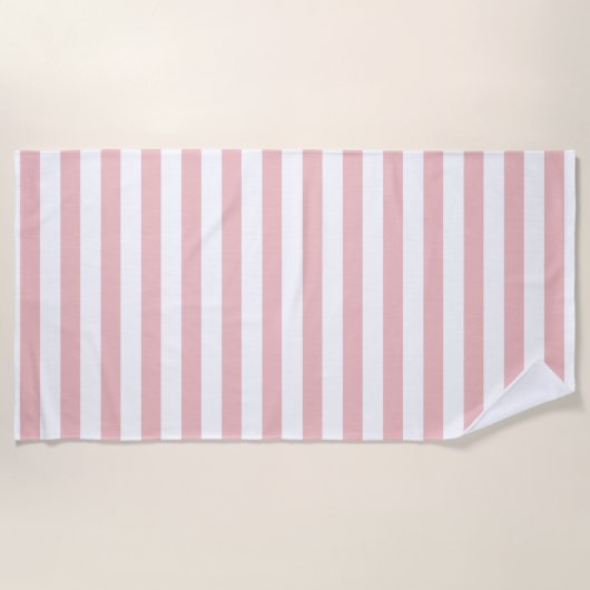 Baby Pink Color Stripes Vacation Sommerpastel Strandtuch (Vorderseite)
