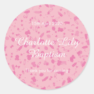 Baby Pink Confetti Taufe Christening Favor Runder Aufkleber