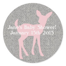 Baby Pink Deer und Gray Burlap Aufkleber