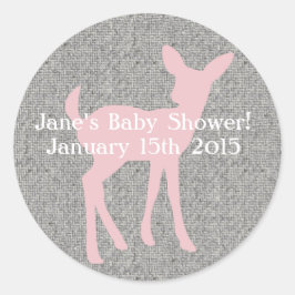 Baby Pink Deer und Gray Burlap Aufkleber