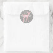 Baby Pink Deer und Gray Burlap Aufkleber (Tasche)