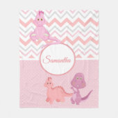Baby Pink Dinosaurier Zickzack Personalisiert Fleecedecke (Vorderseite)