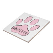 Baby Pink Dog Pawprint Individuelle Name Fliese (Seite)