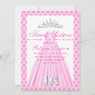 Baby Pink Dress 16 . Geburtstag Birthday Invite Einladung