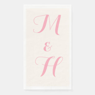 Baby Pink Elegant Wedding Initials Elfenbein Serviette