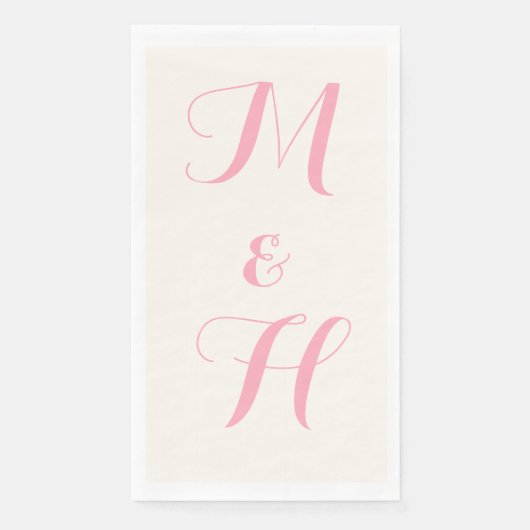 Baby Pink Elegant Wedding Initials | Elfenbein Serviette (Vorderseite)
