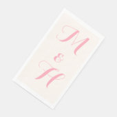Baby Pink Elegant Wedding Initials | Elfenbein Serviette (Ecke)
