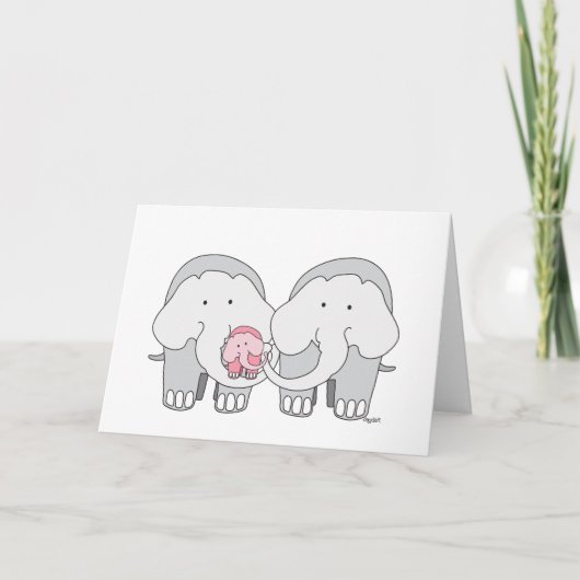 Baby Pink Elephant Card Karte (Vorderseite)