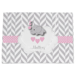 Baby Pink Elephant 🐘 Design - Baby Girl Shower Große Geschenktüte