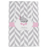 Baby Pink Elephant Design - Baby Girl Shower Mittlere Geschenktüte (Vorderseite)