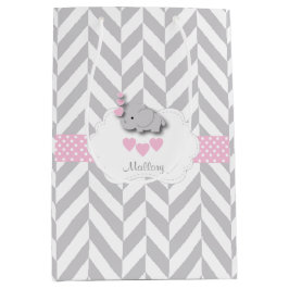 Baby Pink Elephant Design - Baby Girl Shower Mittlere Geschenktüte