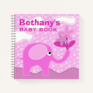Baby Pink Elephant Personalisiert Baby Book Notizblock