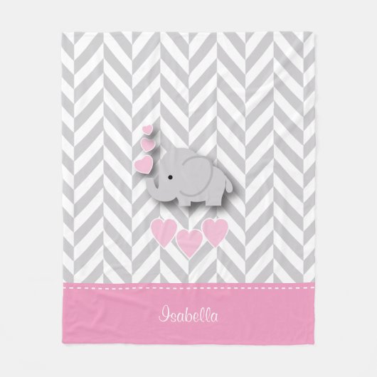 Baby Pink Elephant - Personalize Fleecedecke (Vorderseite)