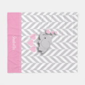 Baby Pink Elephant - Personalize Fleecedecke (Vorderseite (Horizontal))