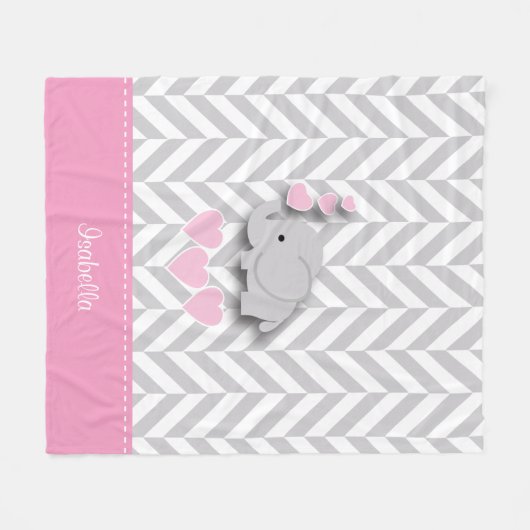 Baby Pink Elephant - Personalize Fleecedecke (Vorderseite (Horizontal))