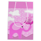 Baby Pink Elephant und Blume Mittlere Geschenktüte (Rückseite)