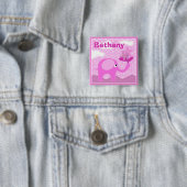 Baby Pink Elephant und Blume Personalisiert Button (Beispiel)