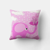 Baby Pink Elephant und Blume Personalisiert Kissen (Rückseite)