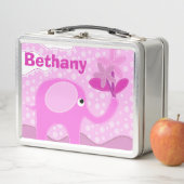 Baby Pink Elephant und Blume Personalisiert Metall Brotdose (Beispiel)