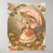 Baby Pink Elephant - Watercolor Nursery Poster (Vorne)