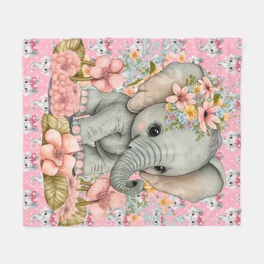 Baby Pink Elephants Fleecedecke (Vorderseite (Horizontal))