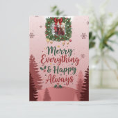 Baby Pink Family Christmas Card 2026 | Soft Elegan RSVP Karte (Stehend Vorderseite)