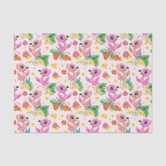 Baby Pink Flamingos Seidenpapier (Vorderseite)