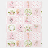 Baby Pink Floral Animals Quilt Kinderzimmer Muster Fleecedecke (Vorderseite)