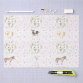 Baby Pink Floral Animals Quilt Nursery Pattern Seidenpapier (Handwerk)