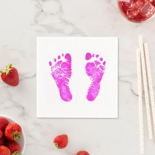 Baby Pink Footprints Serviette (Beispiel)