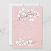 Baby Pink Frosty grüne Eucalyptus Wedding Einladung (Vorderseite)